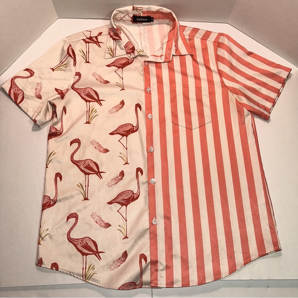 VatPave M button-up Retro style polyester and spandex blend t-shirt